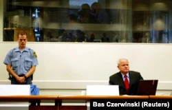 Former Serbian President Slobodan Milosevic on trial at the Yugoslav war crimes tribunal in The Hague in 2004.